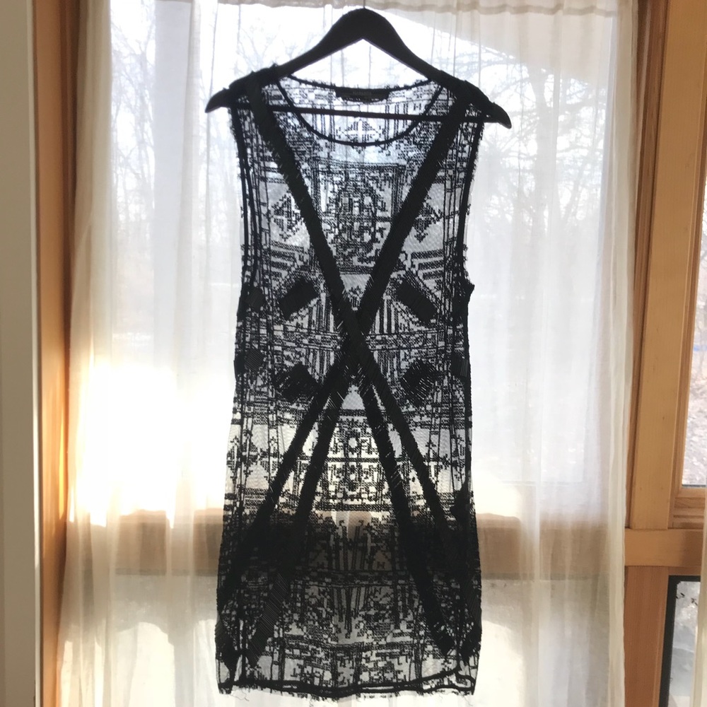 All Saints black bead and mesh dress with slip